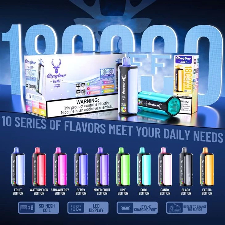 স্ট্যাগ বার 6in1 180000 পাফস ভ্যাপ